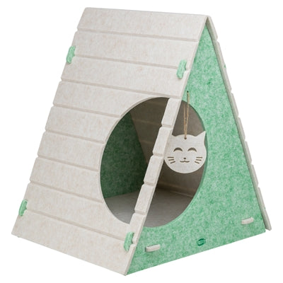 Trixie Cat Bed Play Box Lucy Triangular Felt Sand / Green 46X38X50 Cm