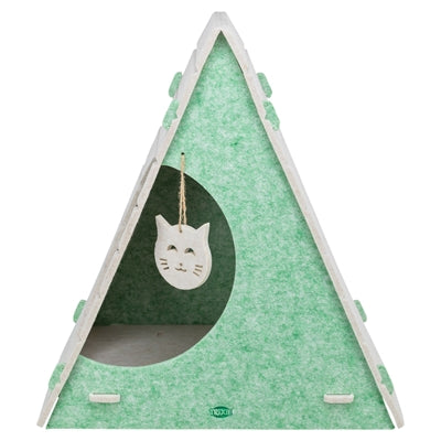 Trixie Cat Bed Play Box Lucy Triangular Felt Sand / Green 46X38X50 Cm