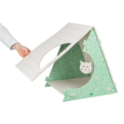 Trixie Cat Bed Play Box Lucy Triangular Felt Sand / Green 46X38X50 Cm