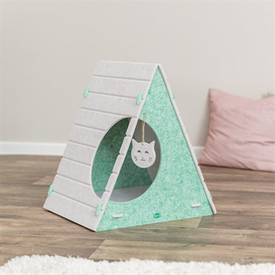 Trixie Cat Bed Play Box Lucy Triangular Felt Sand / Green 46X38X50 Cm