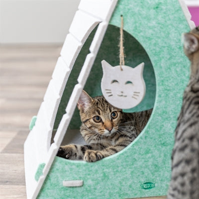 Trixie Cat Bed Play Box Lucy Triangular Felt Sand / Green 46X38X50 Cm